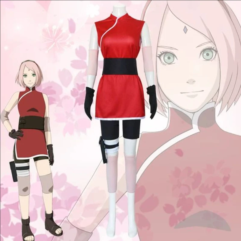 Anime Cosplay Ninja - Disfraz completo de Sakura Haruno, conjunto