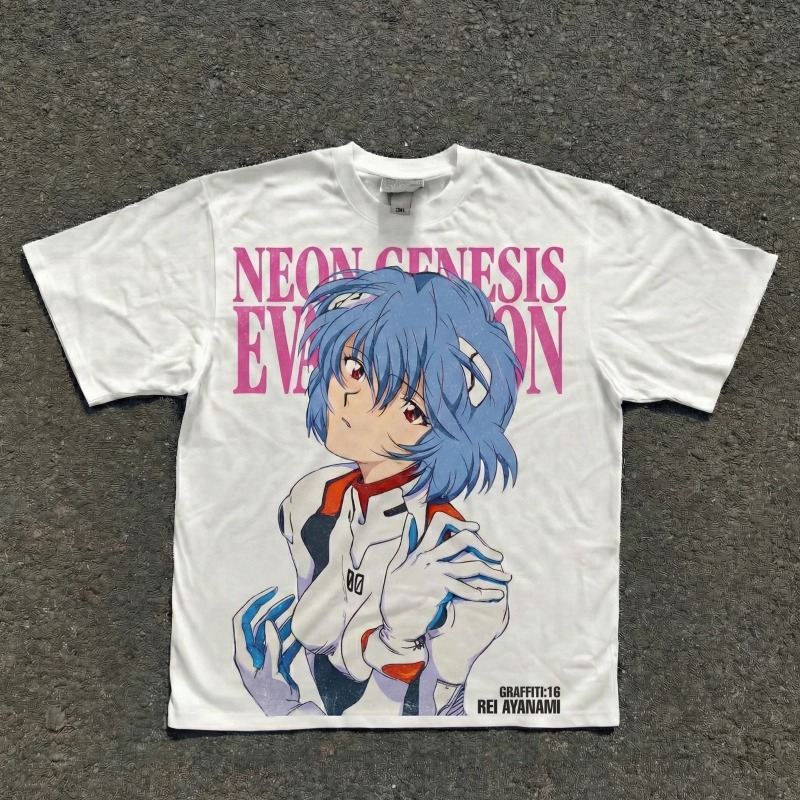 Anime Cosplay Title - Camiseta Oversize Blanca de Algodón con