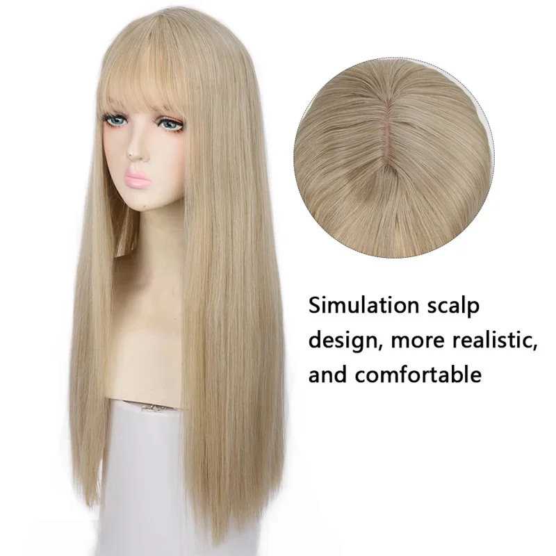 Anime Cosplay Long Black Hair - Peluca de pelo largo y liso