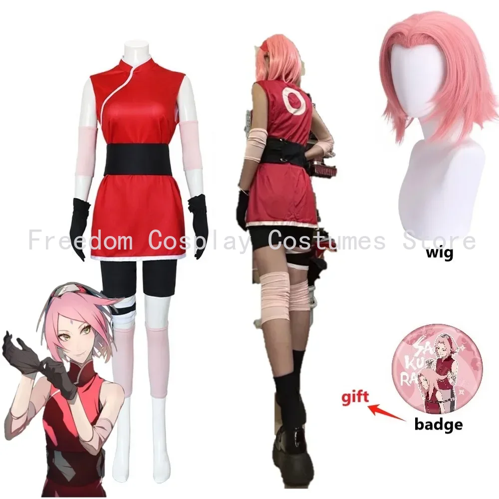 Anime Cosplay Ninja - Disfraz de Anime Haruno Sakura Shippuden,