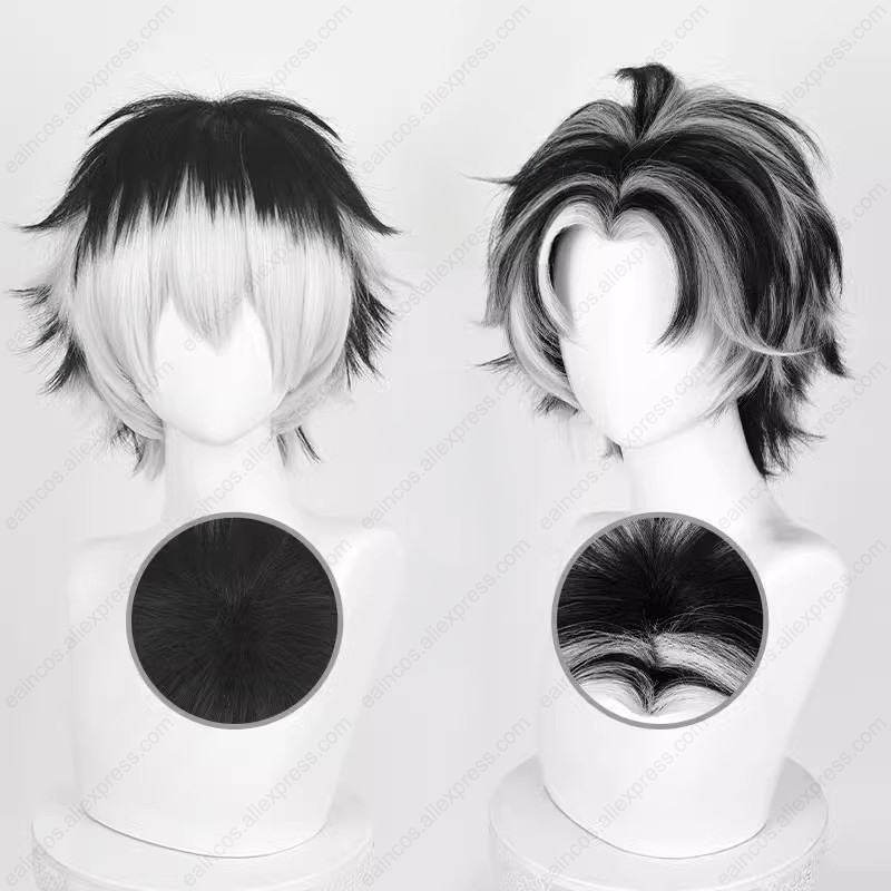 Cosplay Anime White Hair - Kotaro Bokuto-Peluca de Cosplay de 30cm,