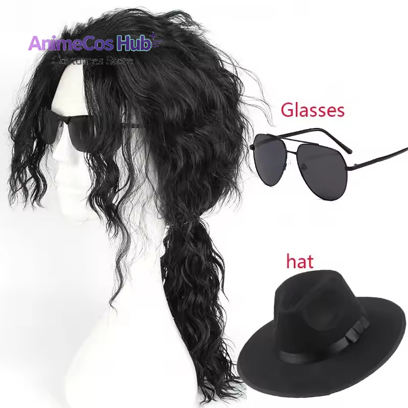 Anime Cosplay Long Black Hair - Peluca Negra de Michael Jackson para
