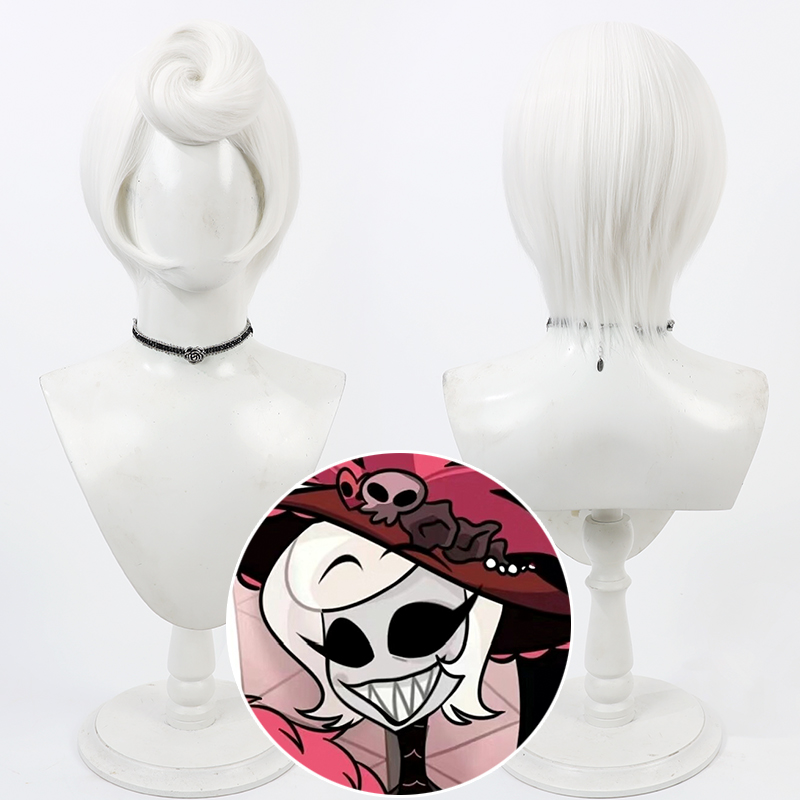 Cosplay Anime White Hair - Juego Hazbin Rosie Cosplay Anime Hotel