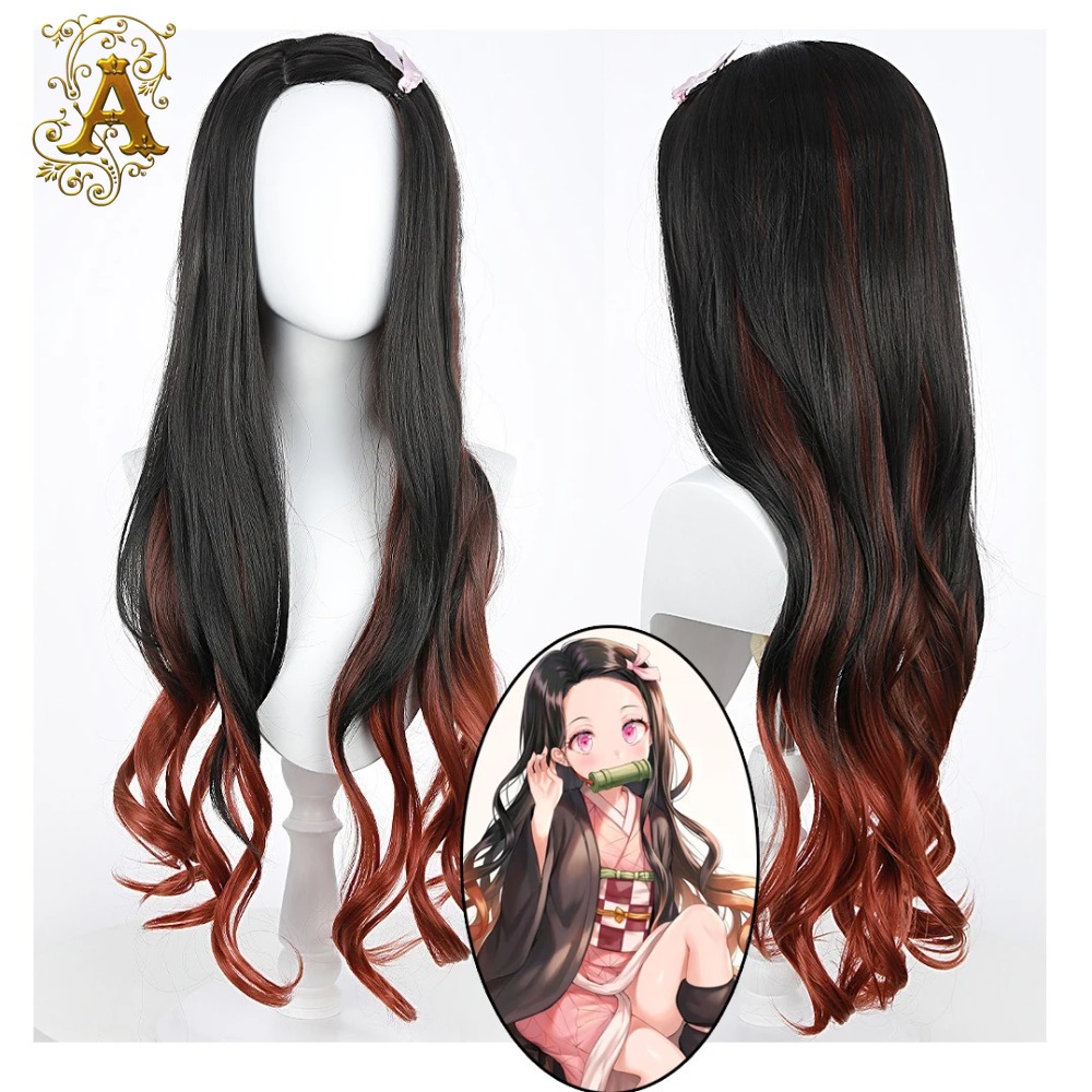 Anime Cosplay Long Black Hair - Peluca de Cosplay de Anime Nezuko,