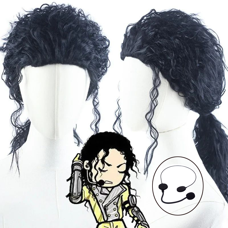 Peluca Negra de Michael Jackso - Anime Cosplay Long Black Hair reseña y precio