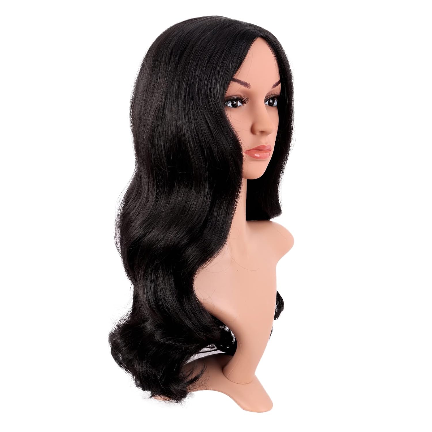 Peluca Larga Rizada con Parte  - Anime Cosplay Long Black Hair reseña y precio