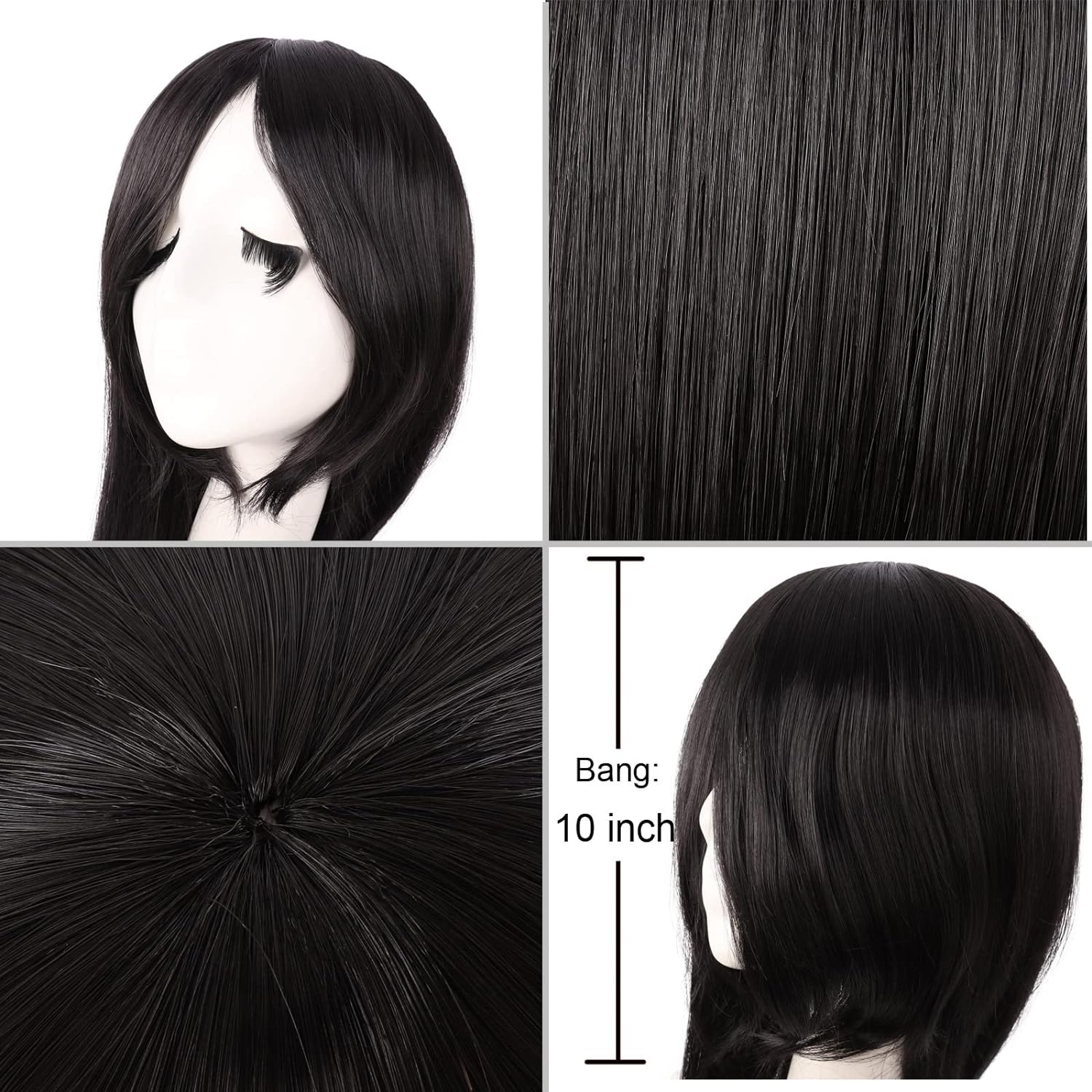 Peluca de Cosplay recta de 40  - Anime Cosplay Long Black Hair reseña y precio