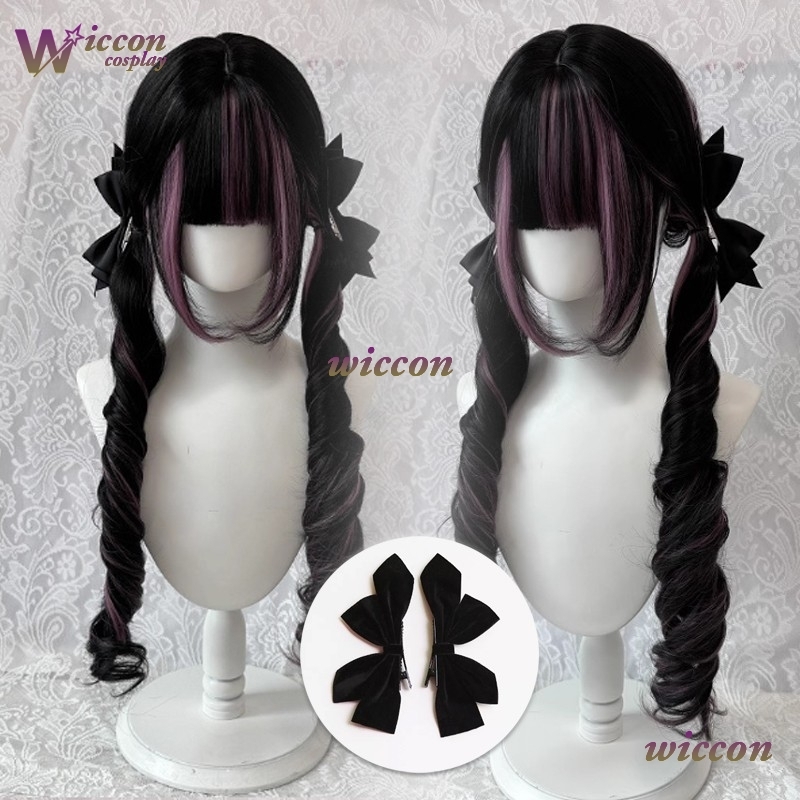 Cómico ‌ Peluca negra con fleq - Anime Cosplay Long Black Hair reseña y precio