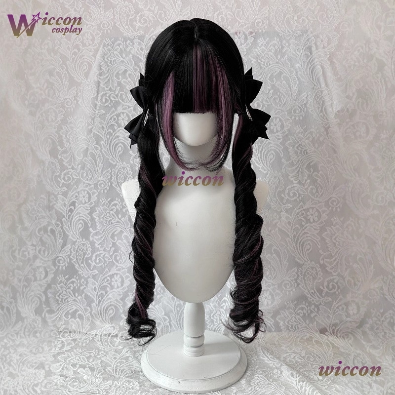 Cómico ‌ Peluca negra con fleq - Anime Cosplay Long Black Hair reseña y precio